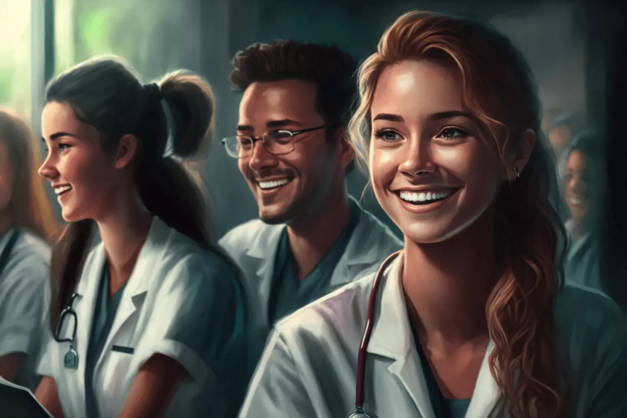 Estudiantes de enfermería sonriendo